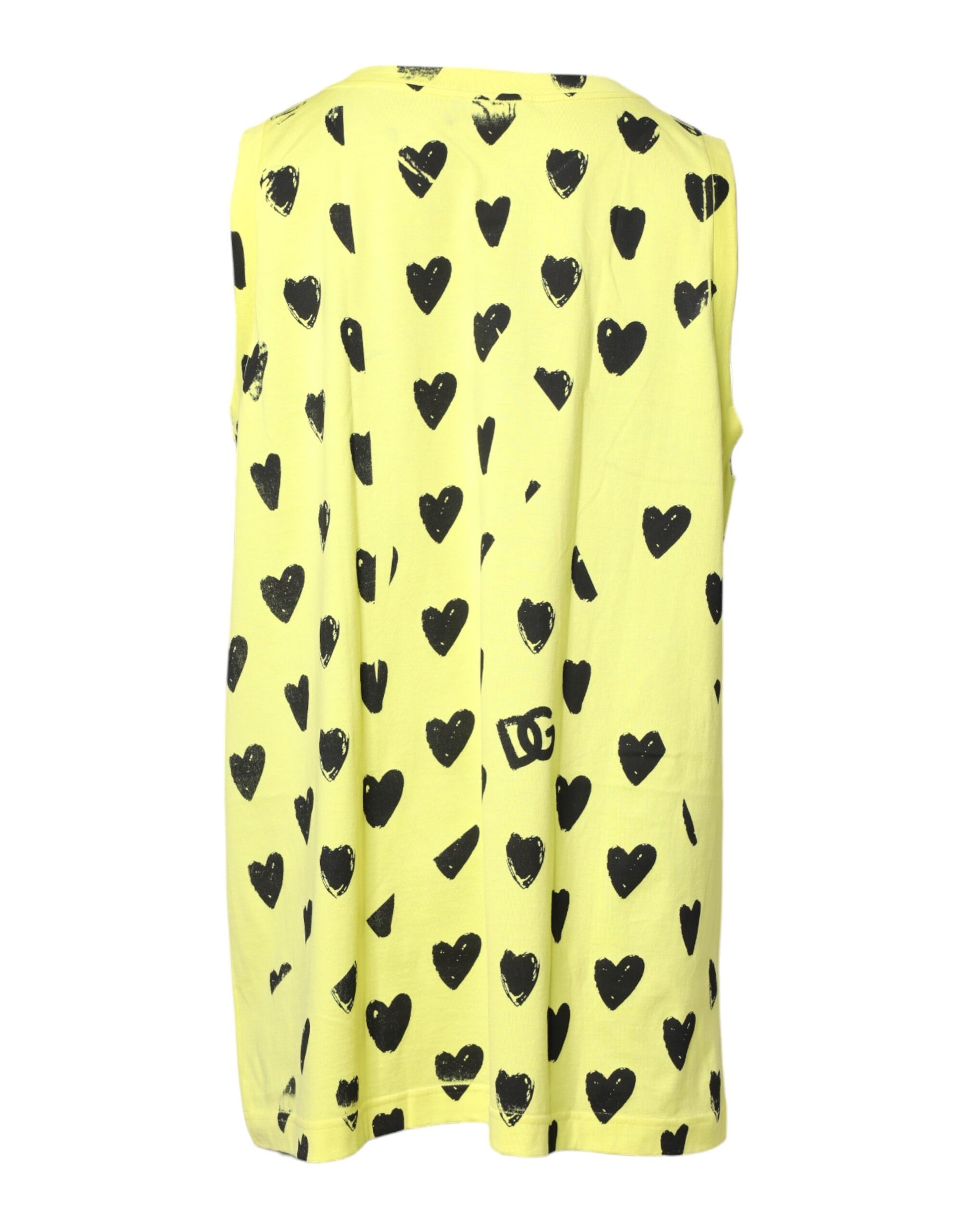 Yellow shirt with black hearts pattern