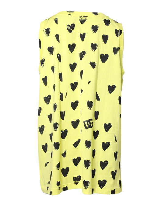 Yellow shirt with black hearts pattern