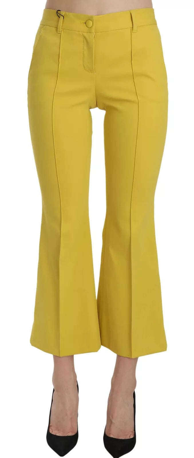 Yellow pants with flared legs