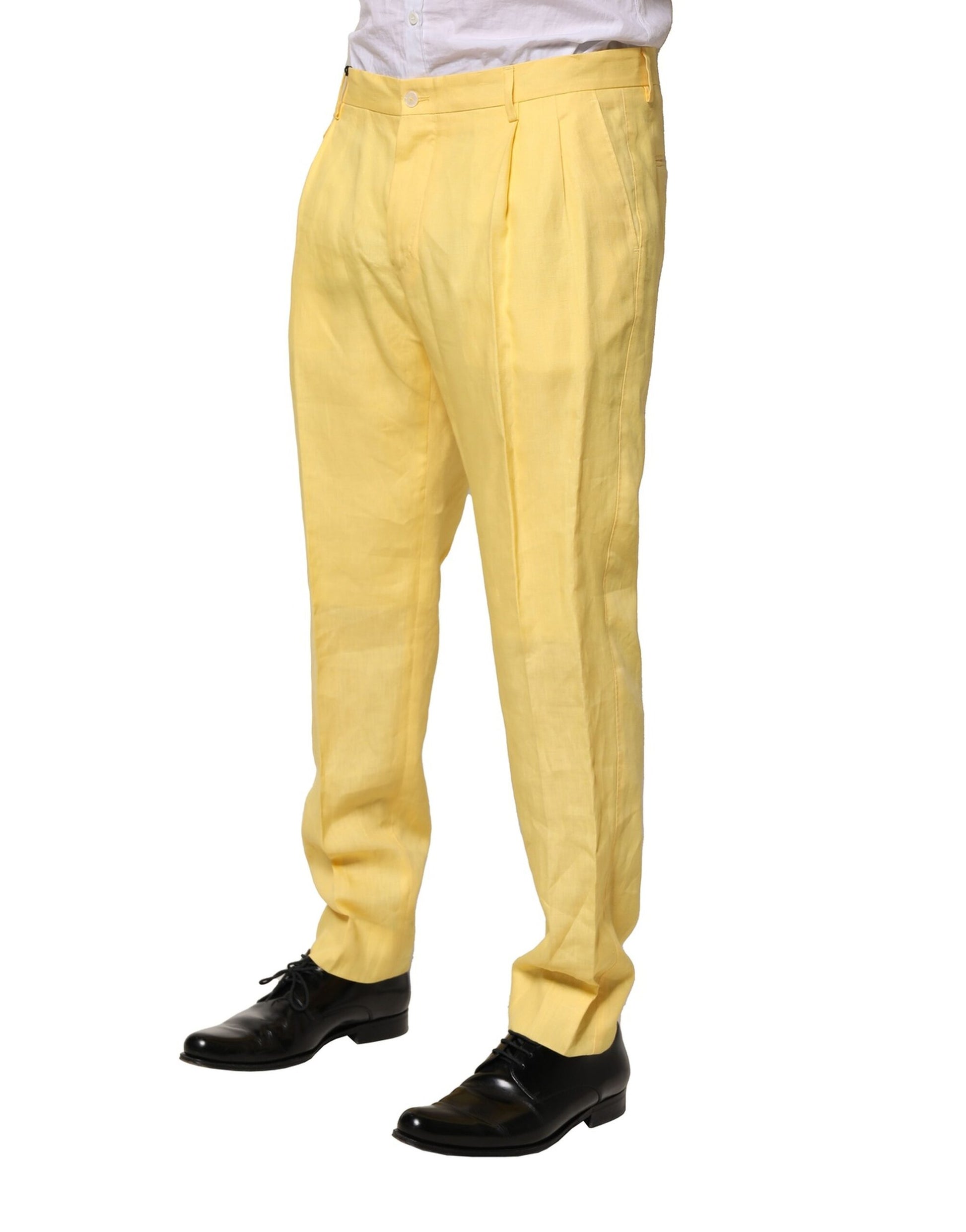 A pair of yellow flax tapered dress men's pants from Dolce & Gabbana