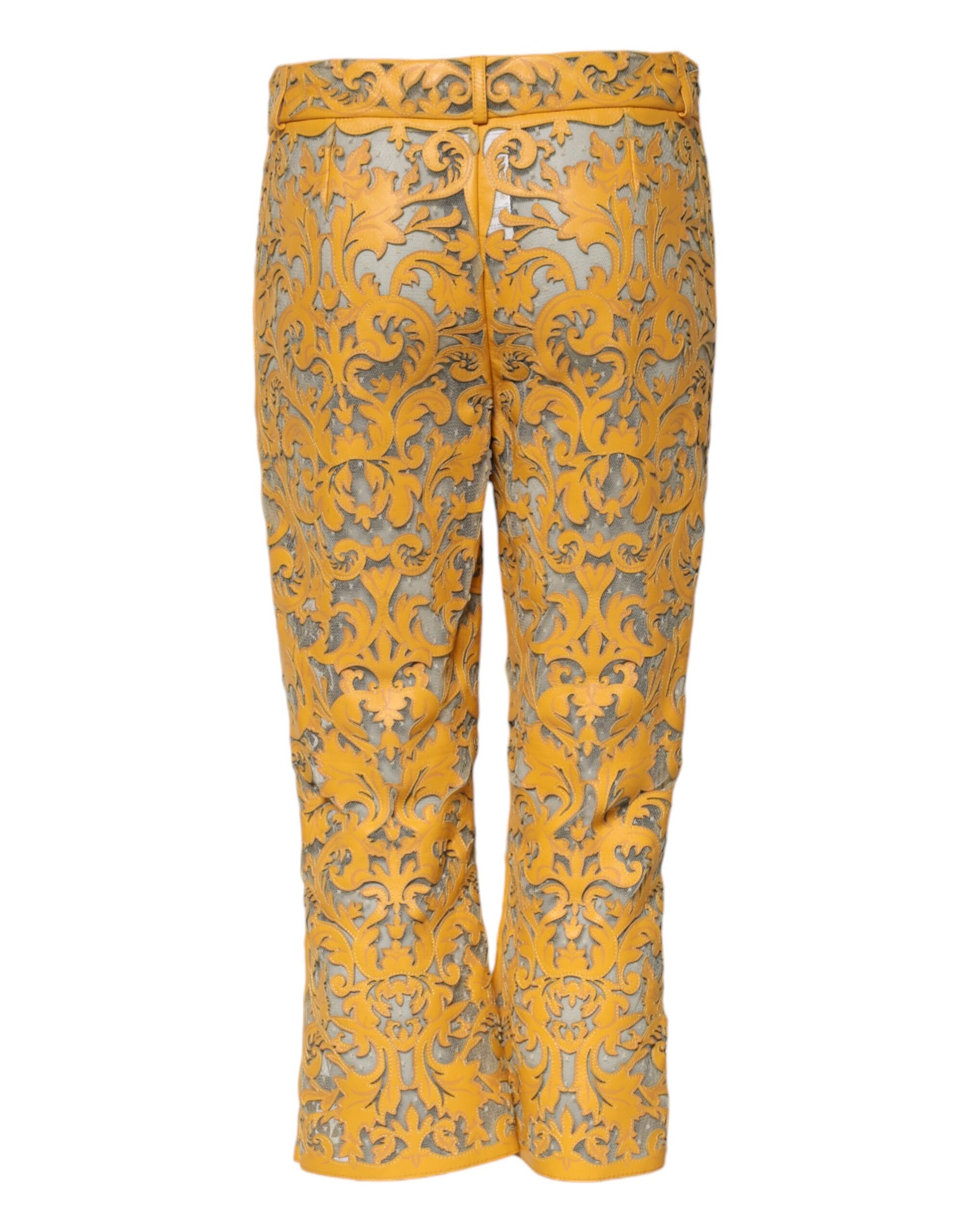 Yellow pants with intricate design
