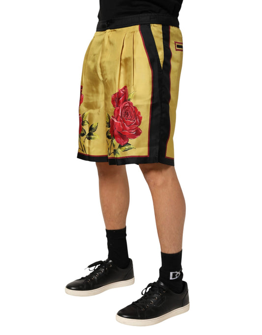 Man wearing shorts with a floral pattern on them
