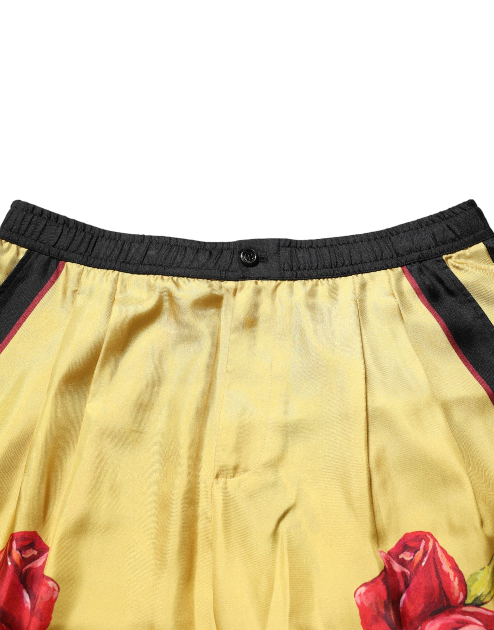 Yellow skirt with red flowers on waistband