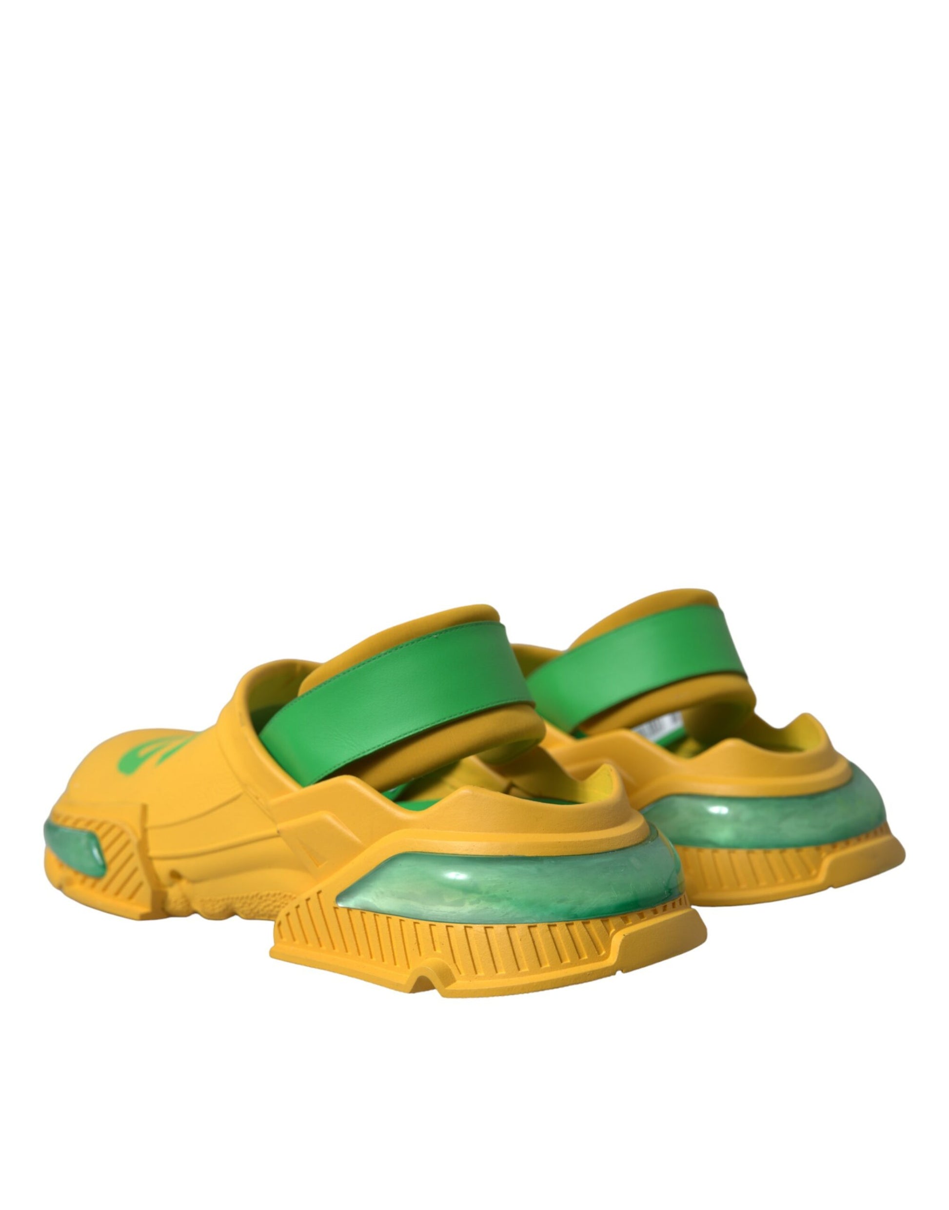Yellow and green children's shoes with velcro straps