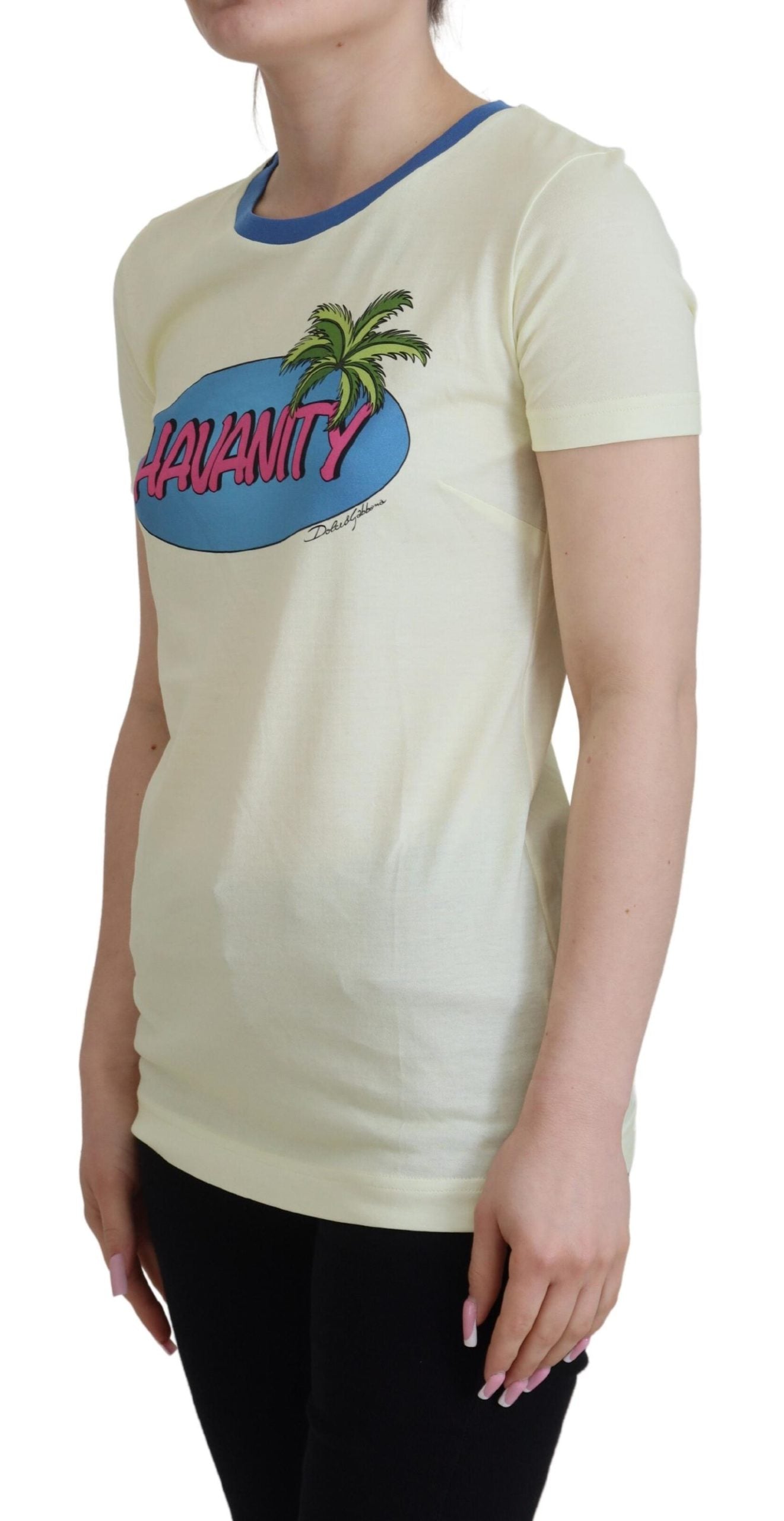 Yellow t-shirt with palm tree graphic on front