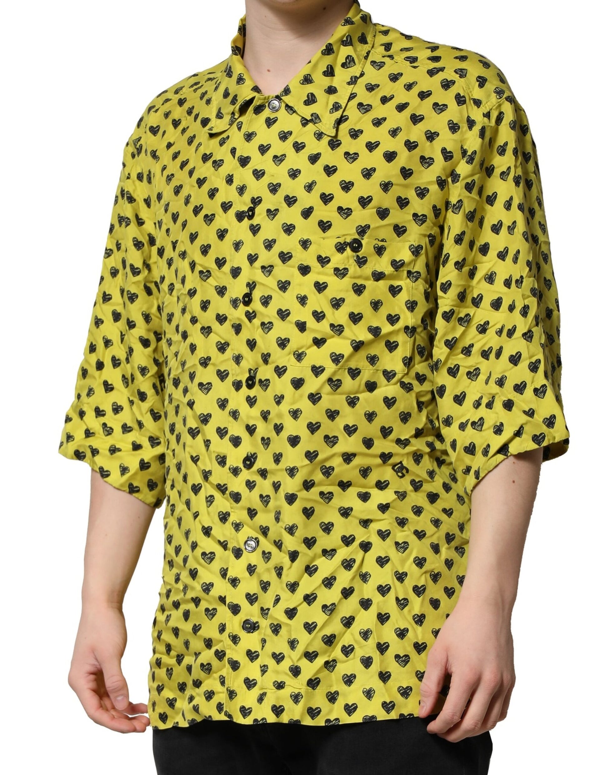 Yellow shirt with black cat print