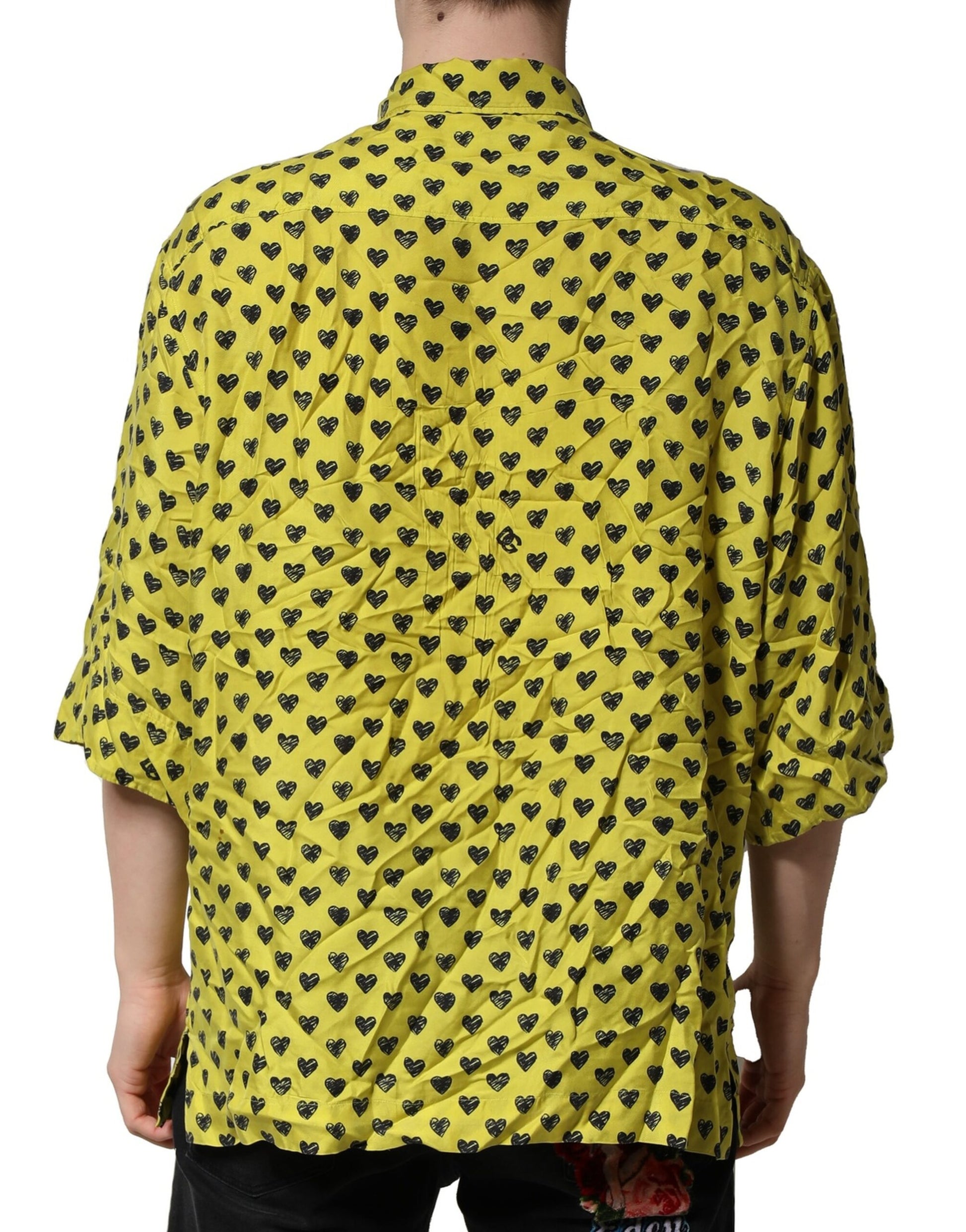 Yellow shirt with black cat pattern