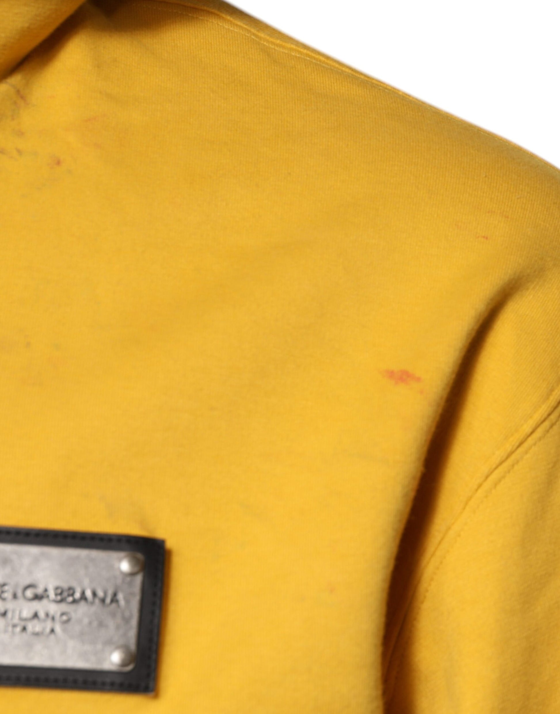 Yellow sweatshirt with logo on left chest