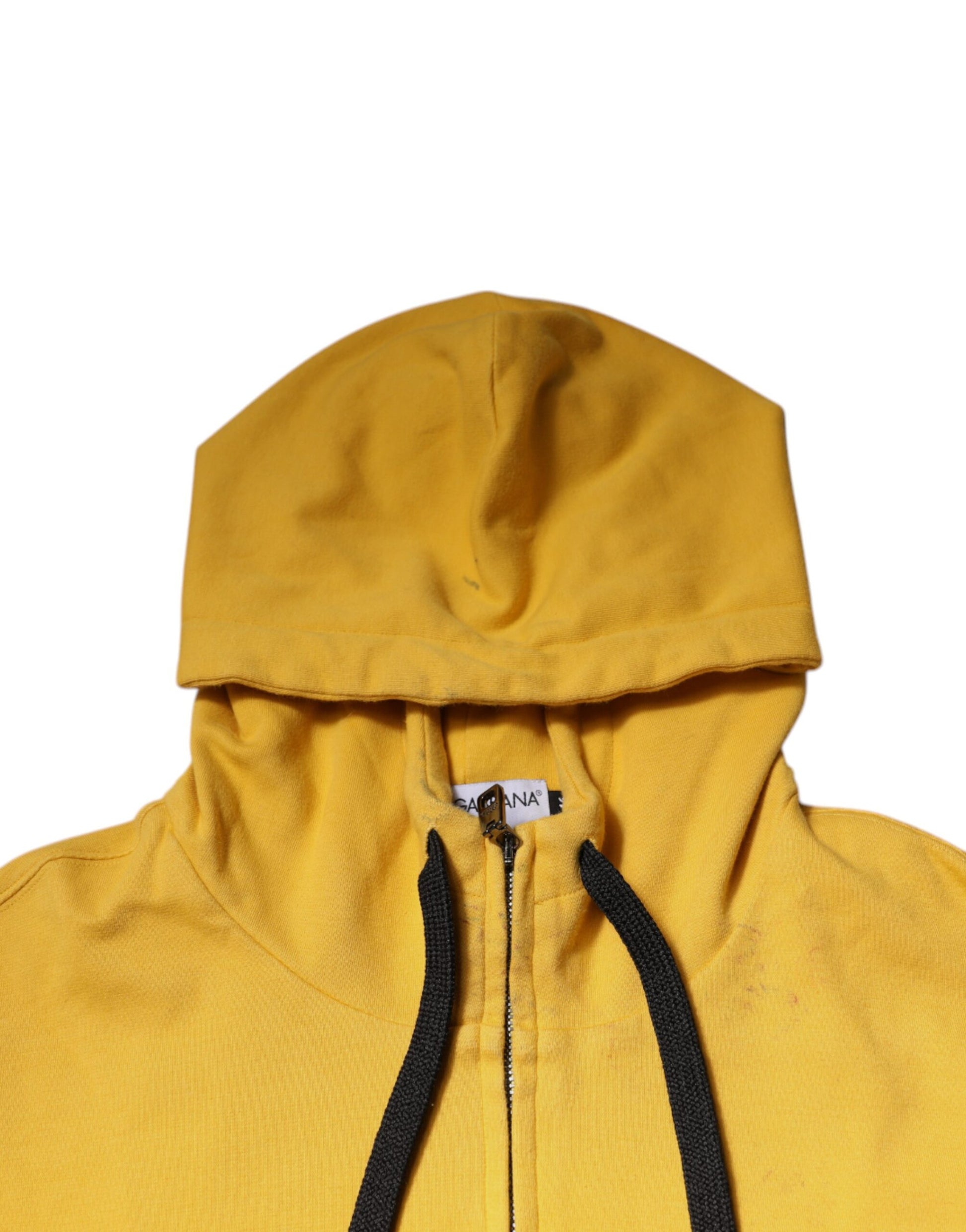 Yellow hooded sweatshirt with drawstrings