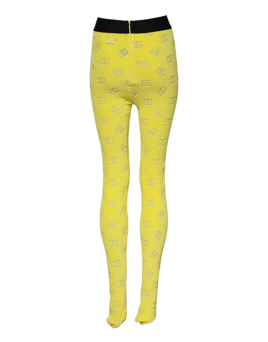 Yellow leggings with black waistband