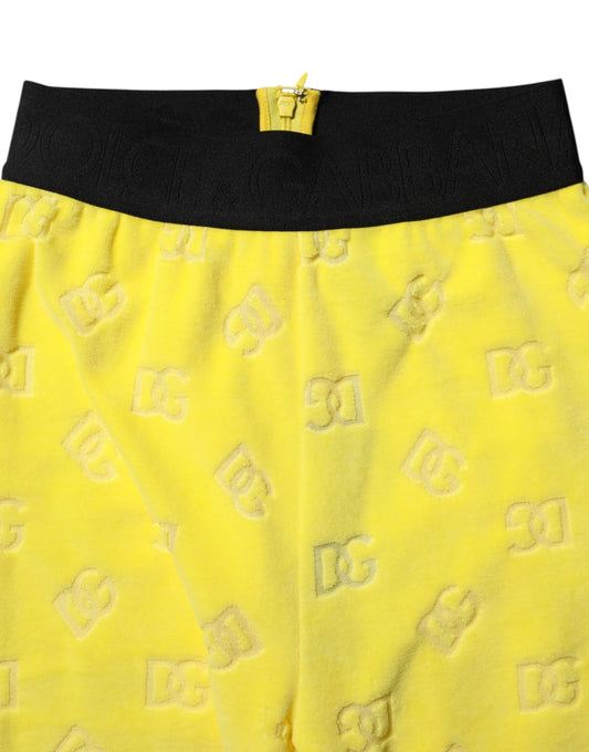Yellow boxer shorts with black trim and logo