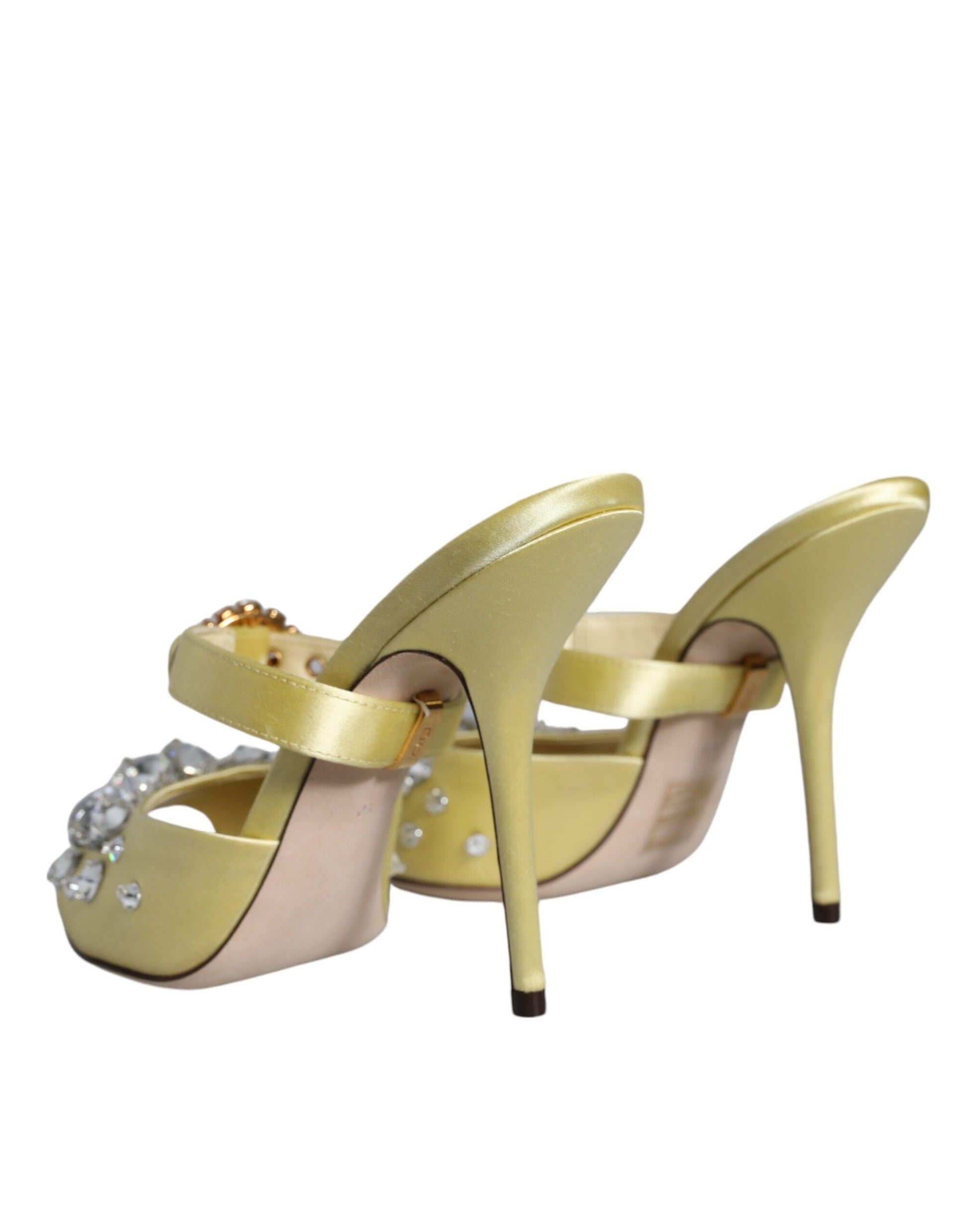 High heel shoes with rhinestones on toe