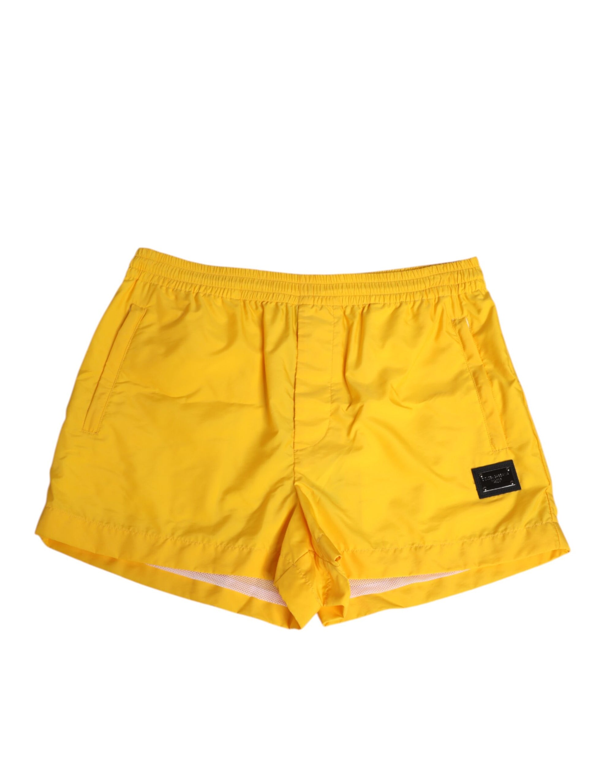 Yellow nylon logo plaque boxer shorts