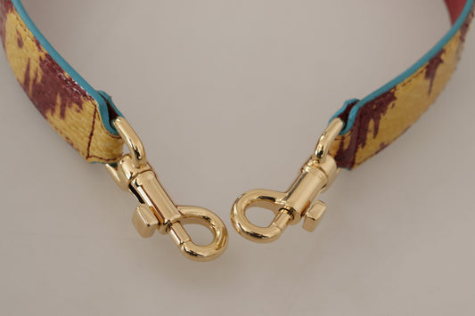 Blue and yellow dog collar with gold clasp