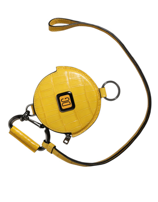 Yellow leash attached to a dog collar