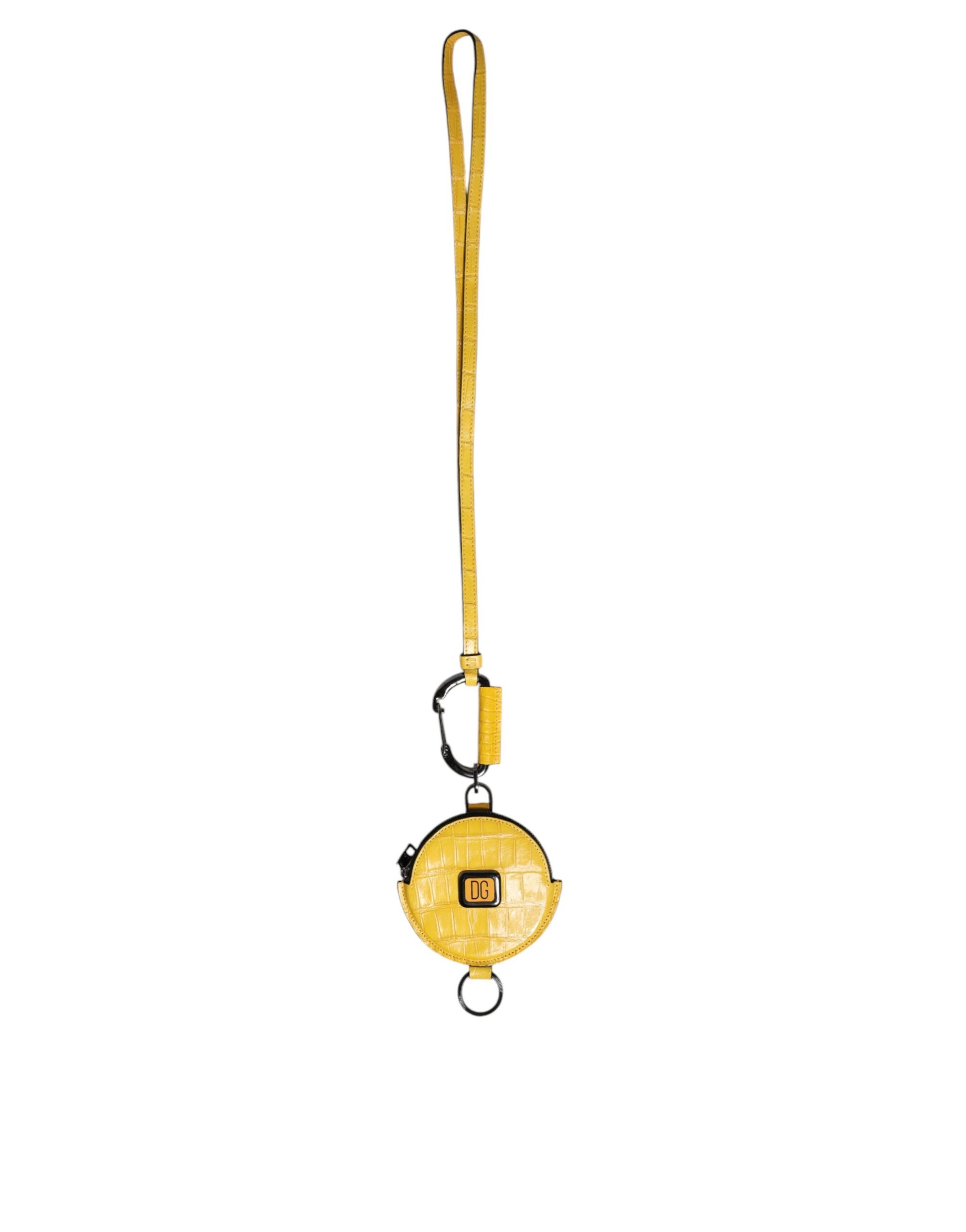 Yellow keychain with a ring attached to it