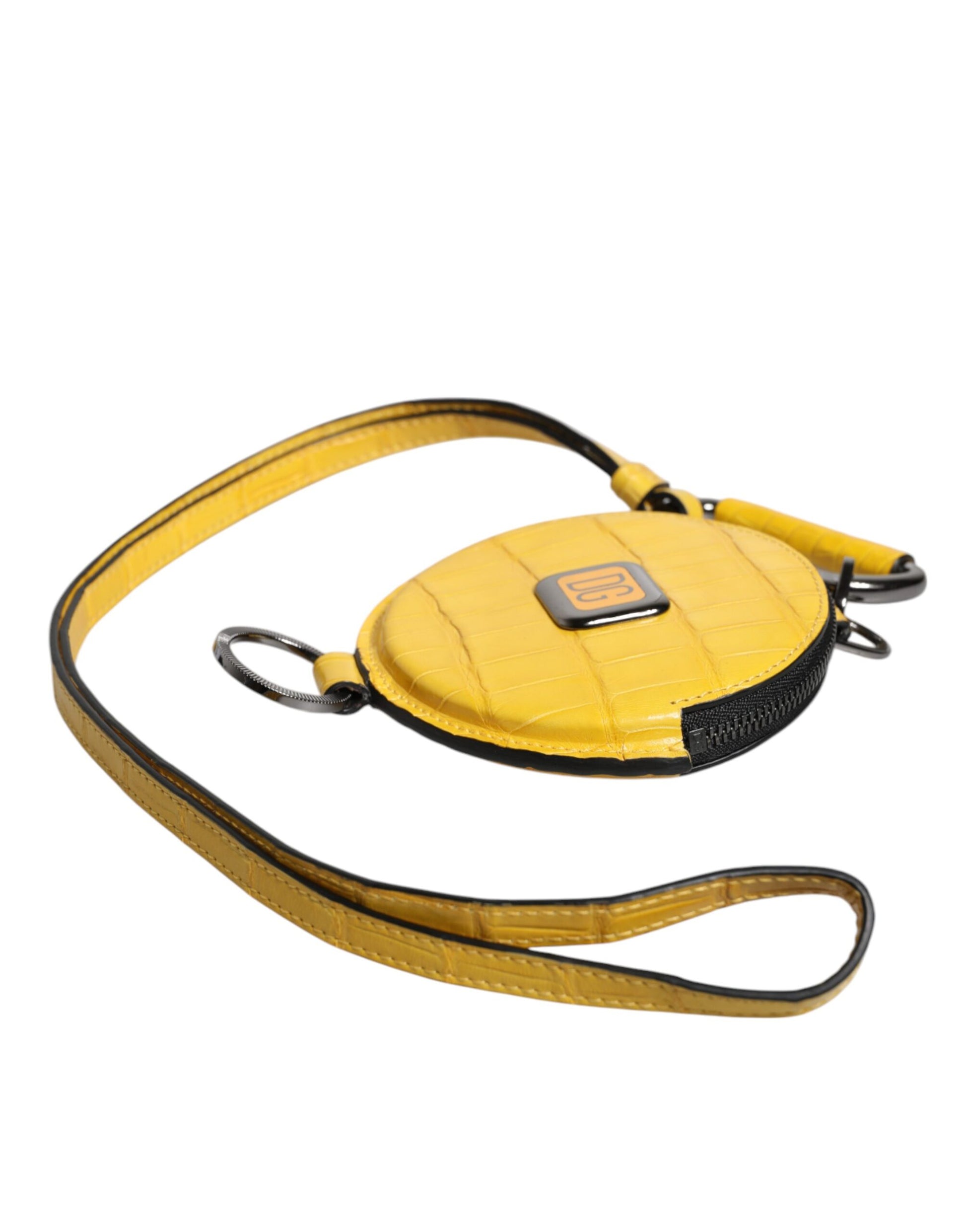 Yellow fanny pack with black buckle and strap