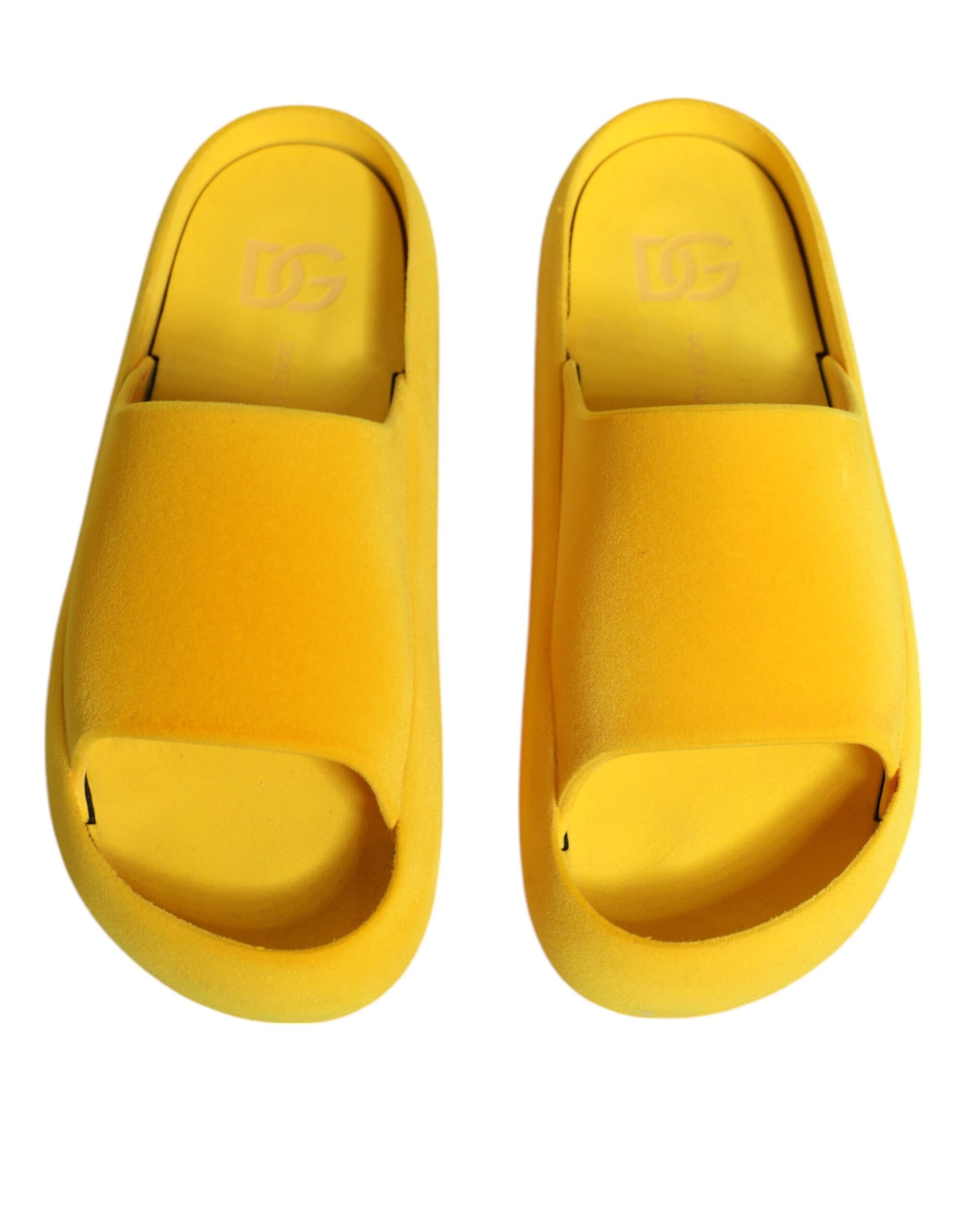 Yellow slippers on white background