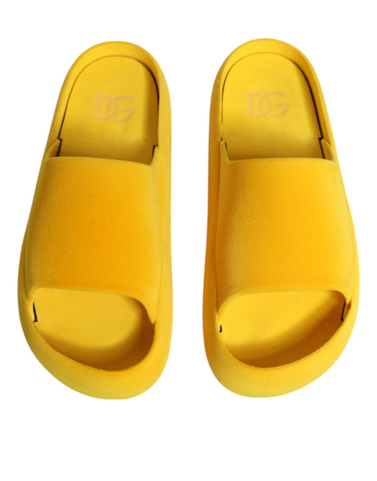 Yellow slippers on white background