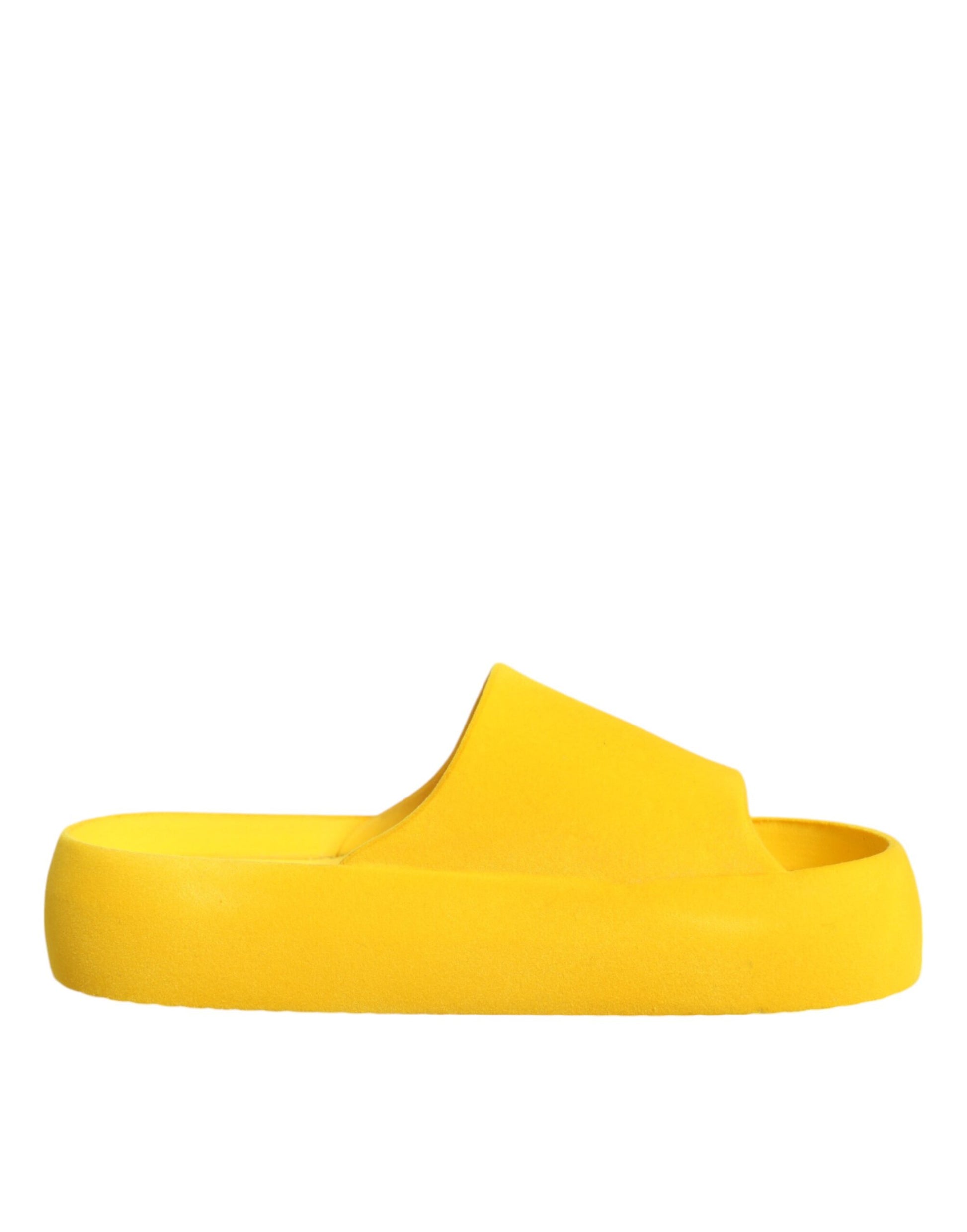 Yellow flip flops on a white background