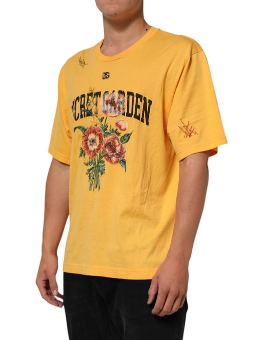 Yellow t-shirt with floral design on front