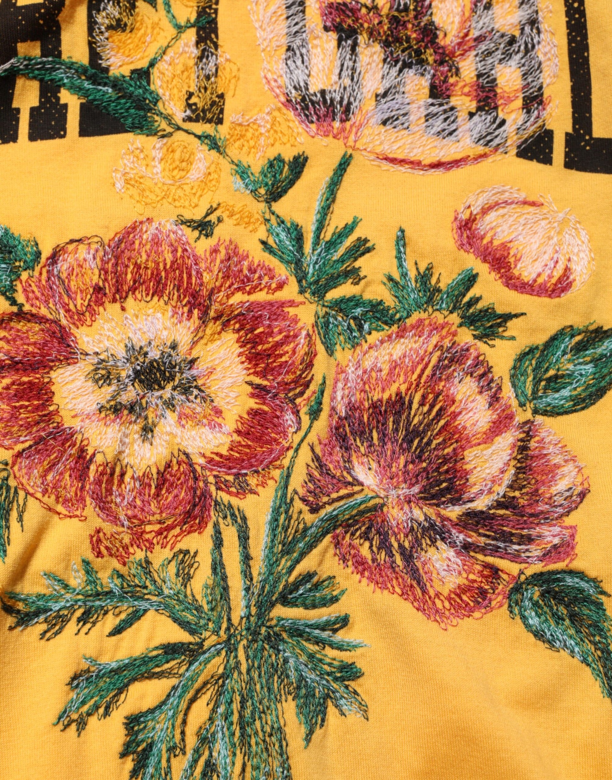 Yellow embroidered jacket with flowers