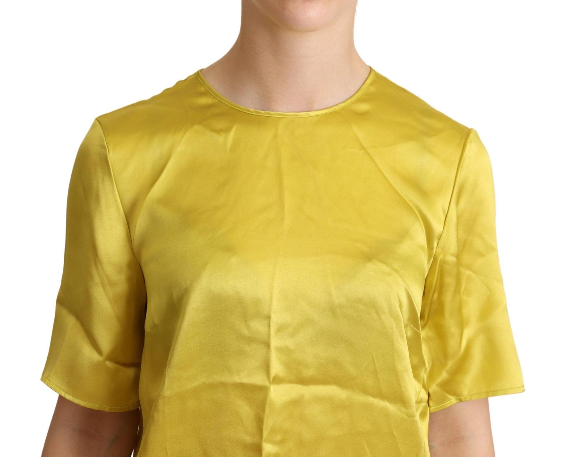 Yellow satin sleeveless top