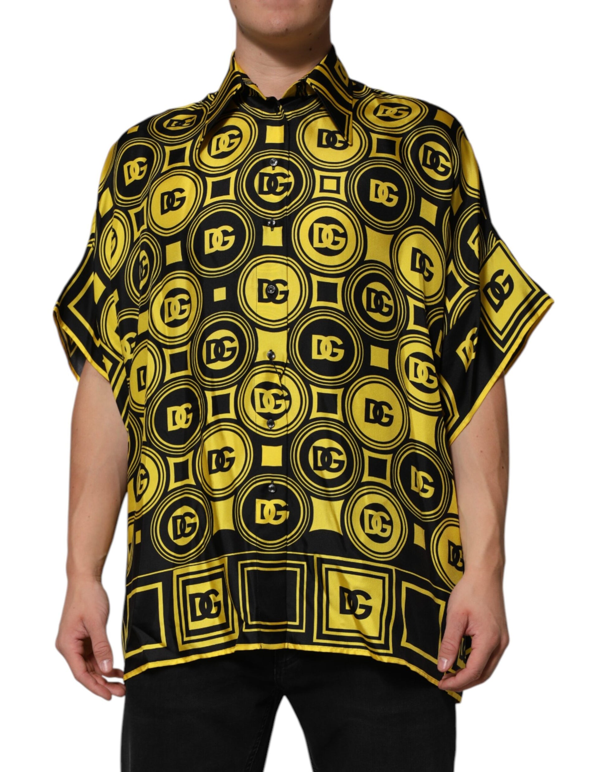 Yellow shirt with circular designs