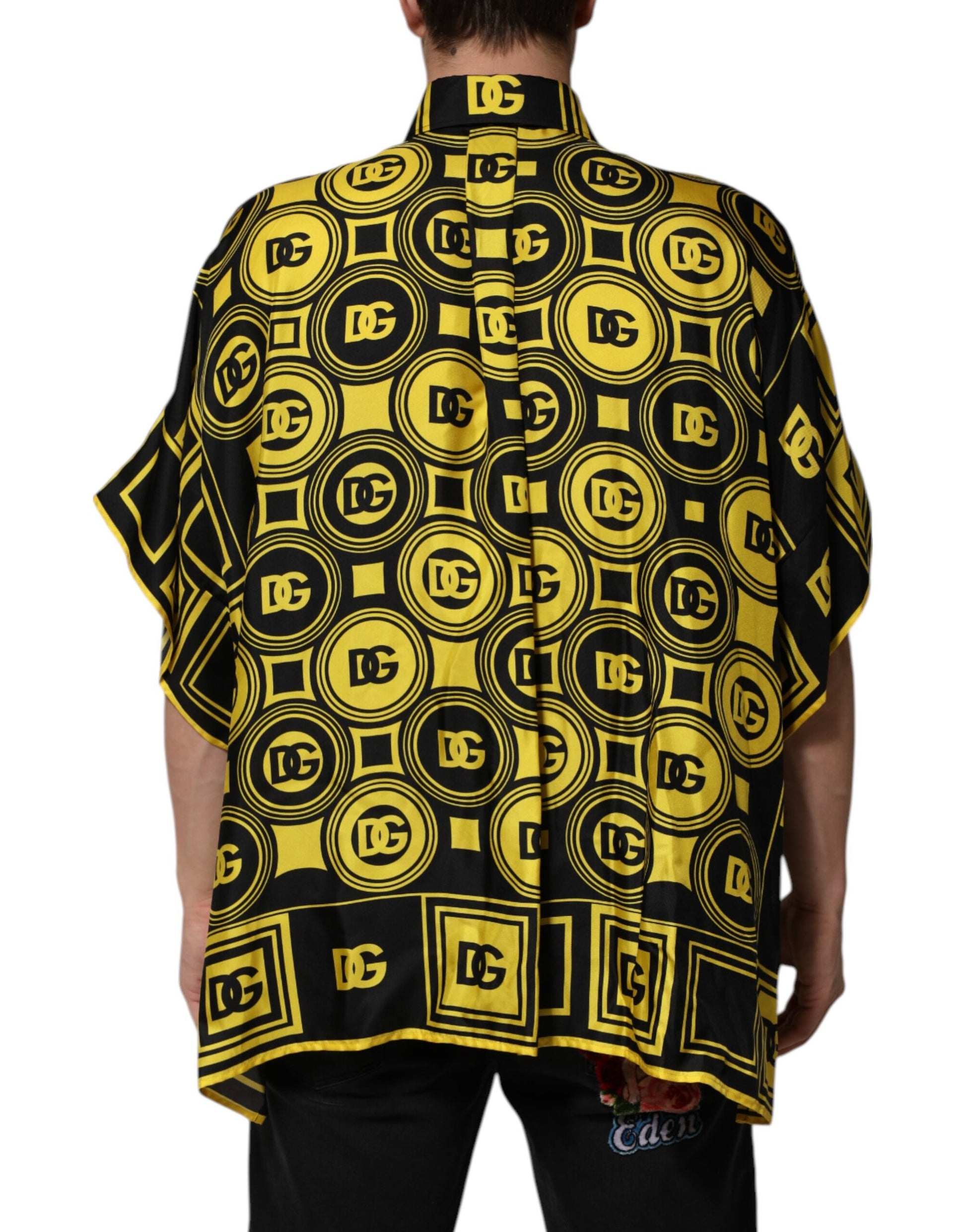 Yellow shirt with black letters