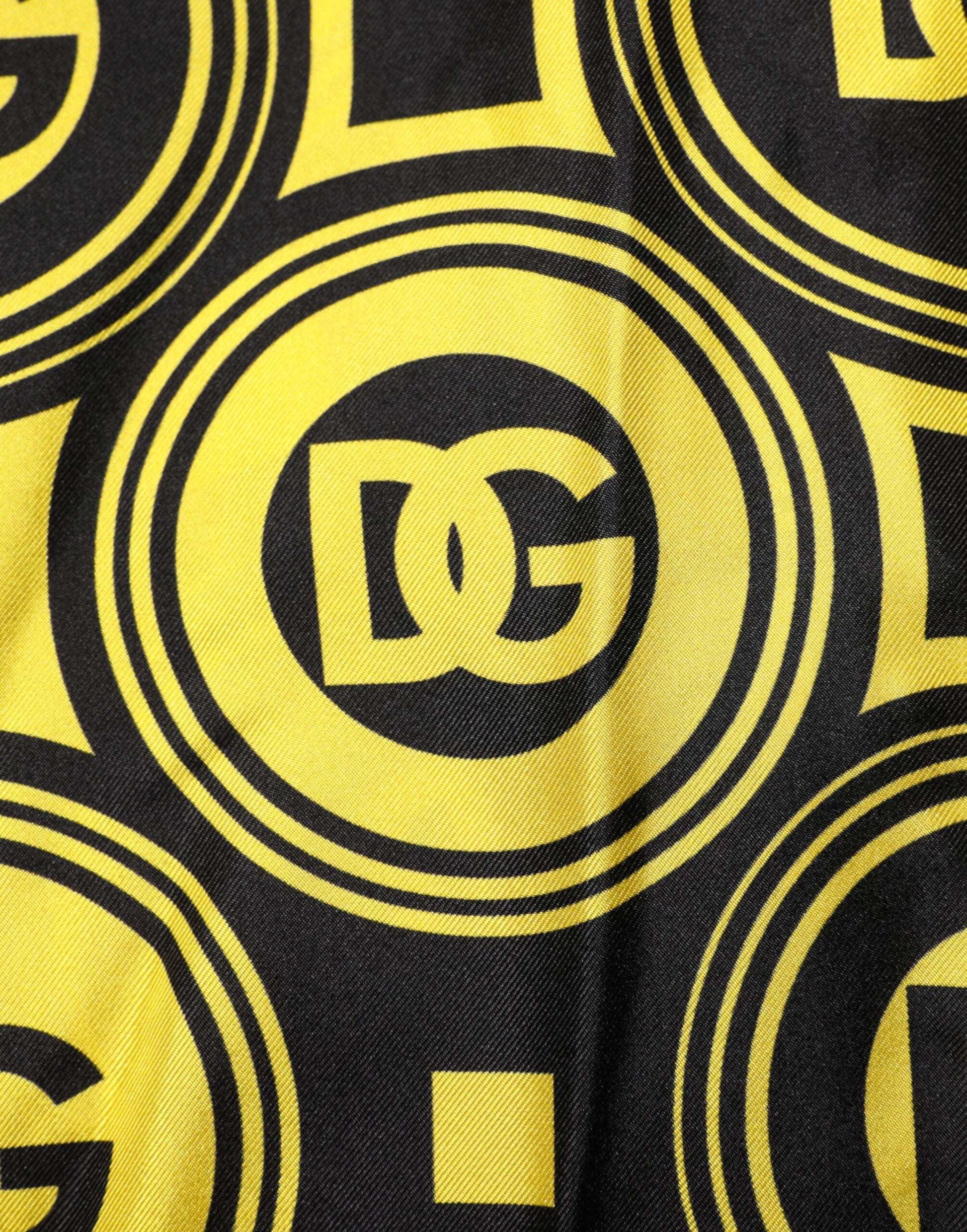 Yellow logo on black fabric