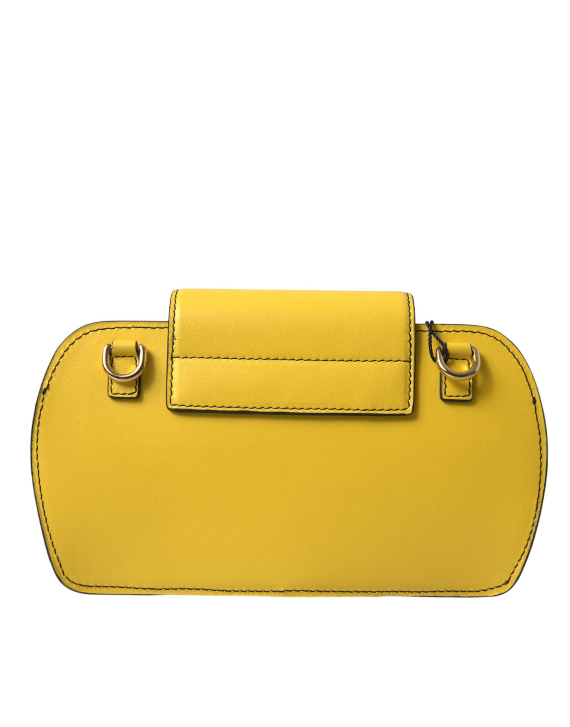 Yellow leather handbag with silver hardware