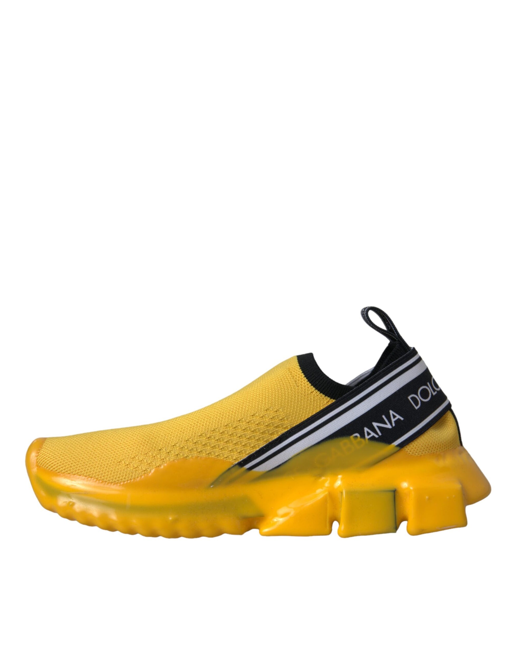 Yellow and black sneaker with a logo on the side