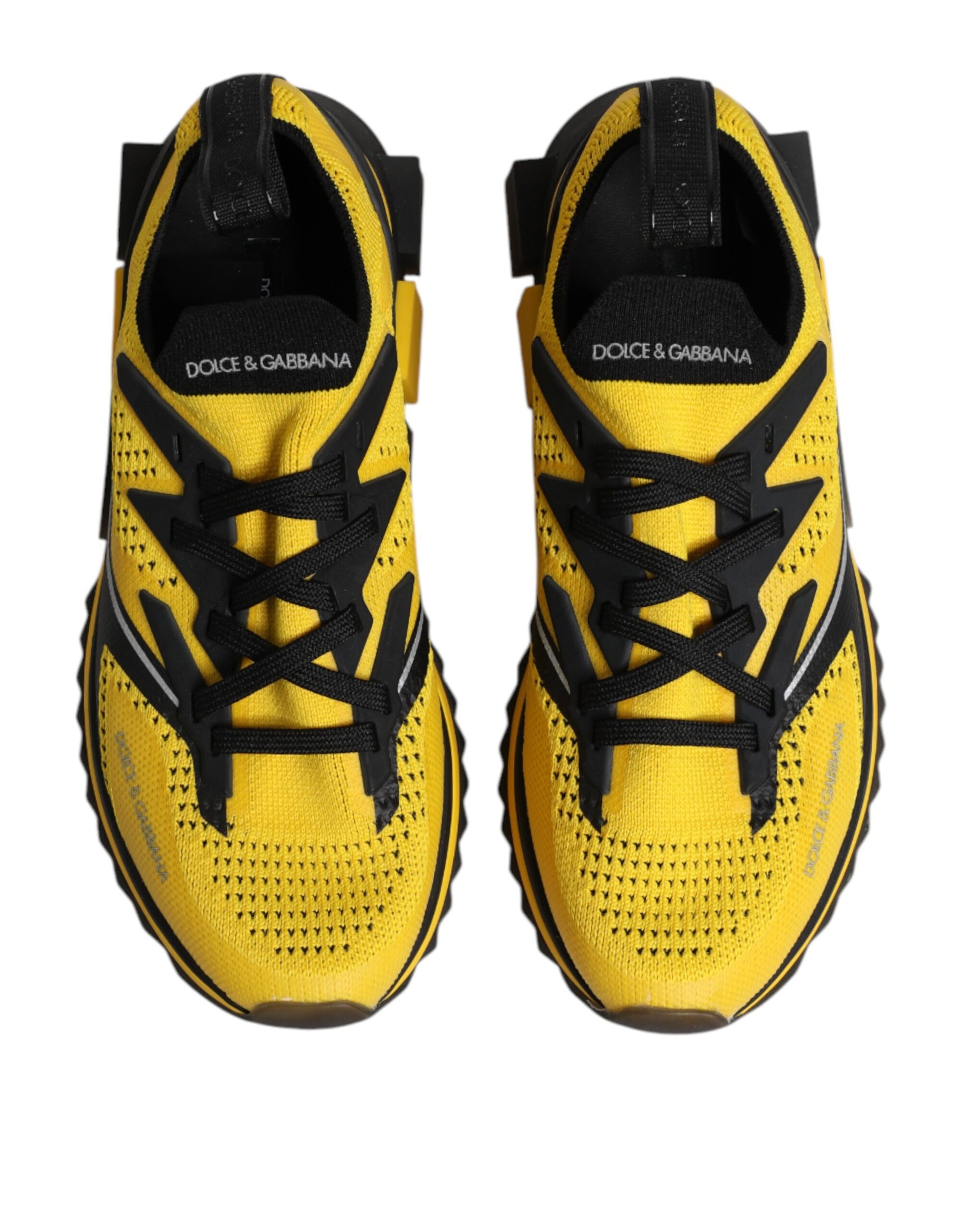 Yellow and black athletic shoes