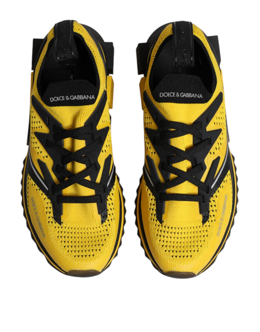 Yellow and black athletic shoes