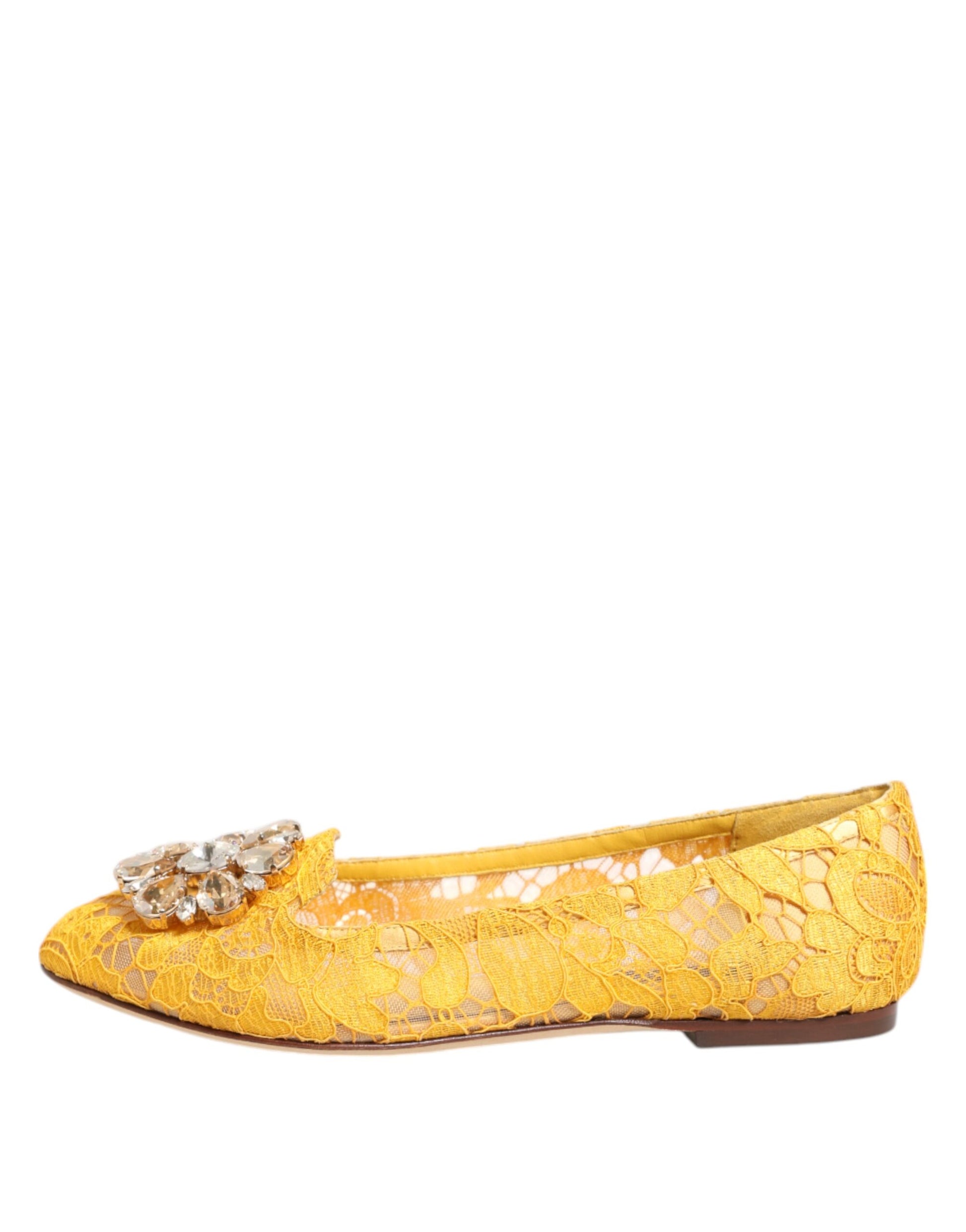 Yellow glittery women's shoe with rhinestone embellishment
