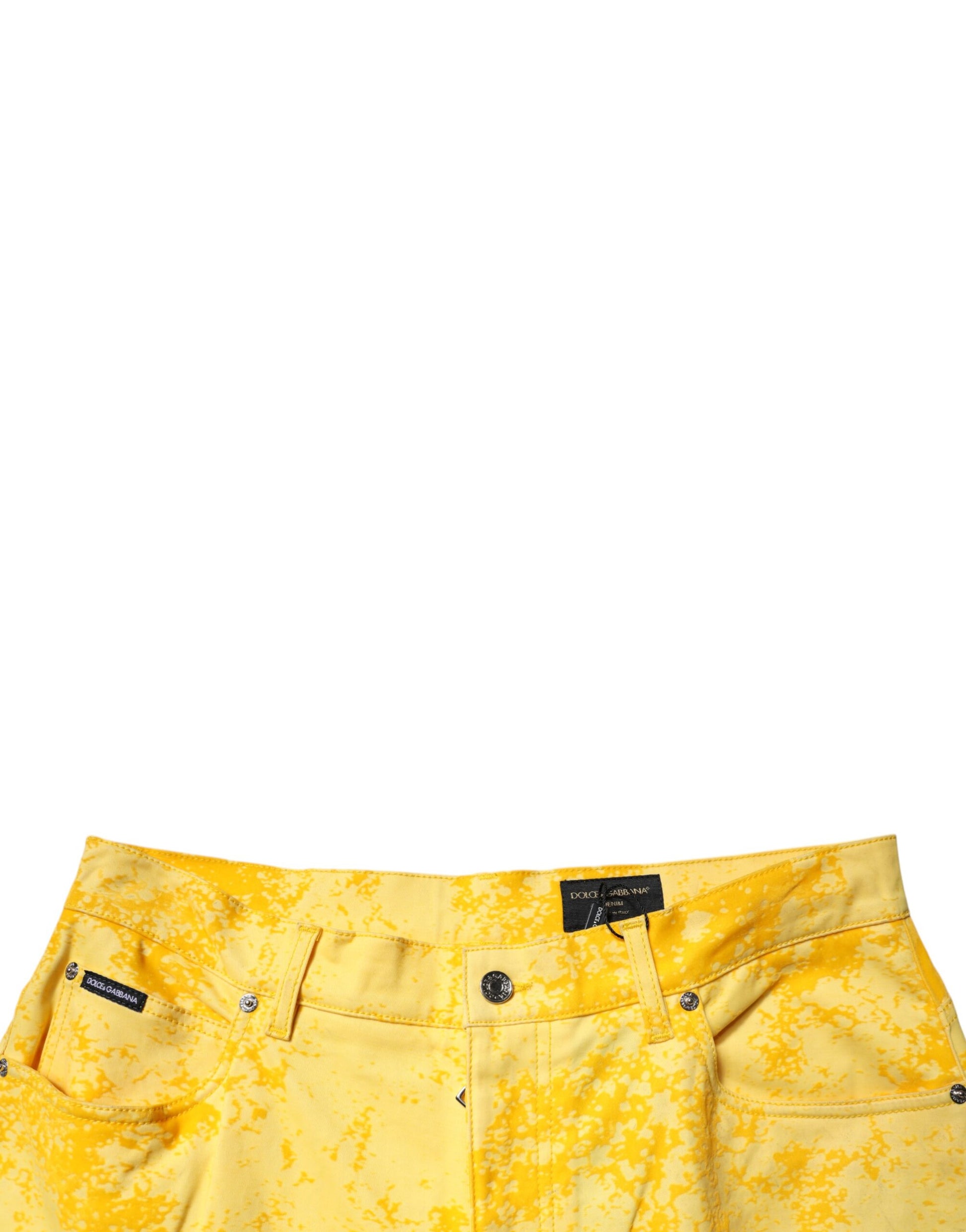 Yellow shorts with a floral pattern