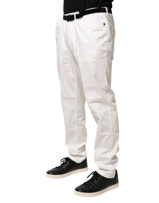 A pair of white tapered dress formal trousers