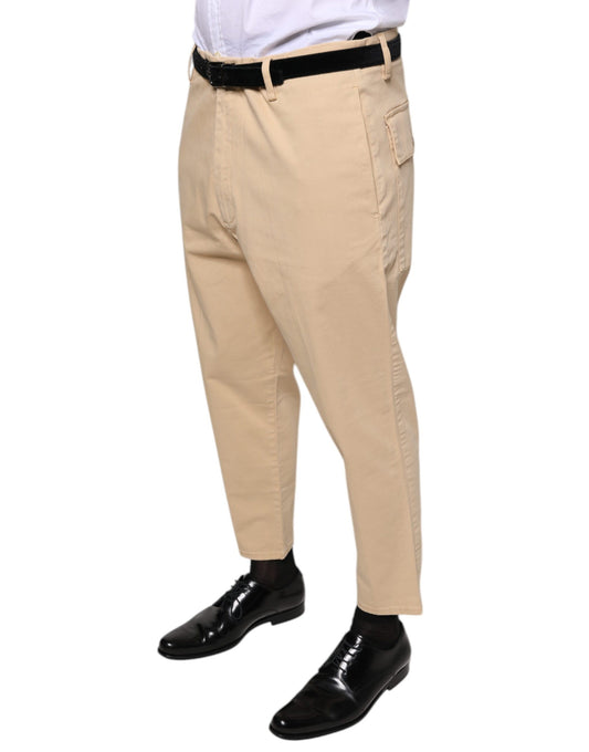 A pair of men's cropped dress pants in beige color