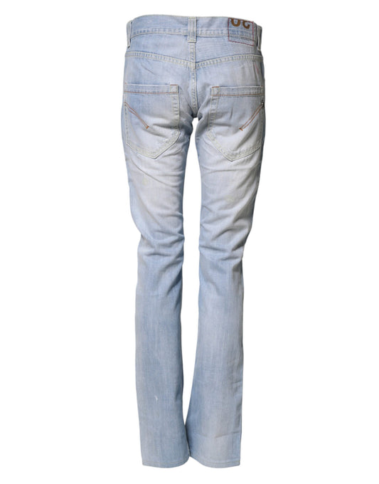 Pair of blue jeans on a hanger
