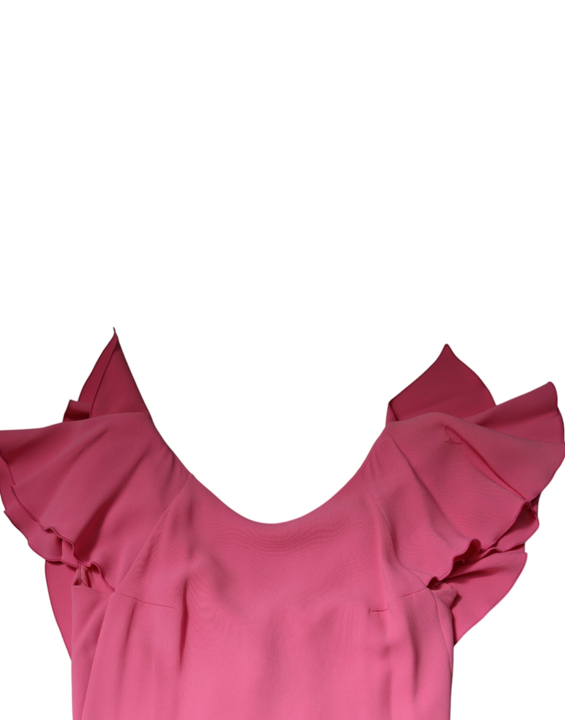 A pink viscose short sleeve backless sheath mini dress