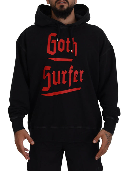 Black hoodie with red lettering