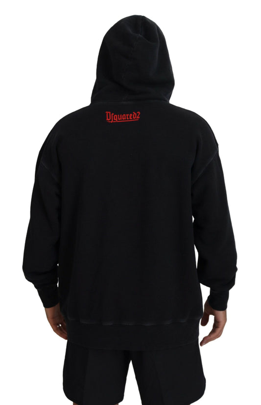 Black hoodie with red logo on back
