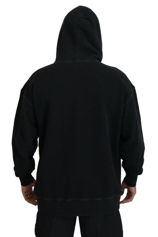 Black hoodie with white stripes on sleeves