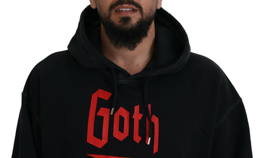 Man wearing black hoodie with red logo