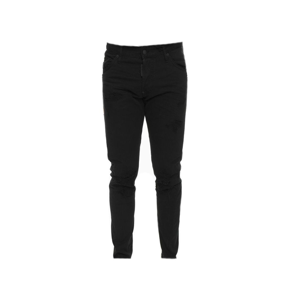 Black skinny jeans with distressed details on legs