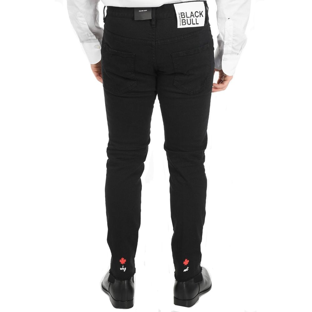Pair of black jeans with a label on the back
