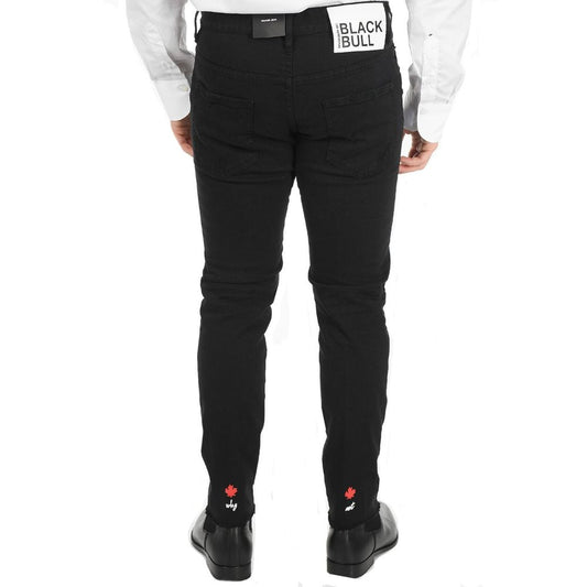 Pair of black jeans with a label on the back