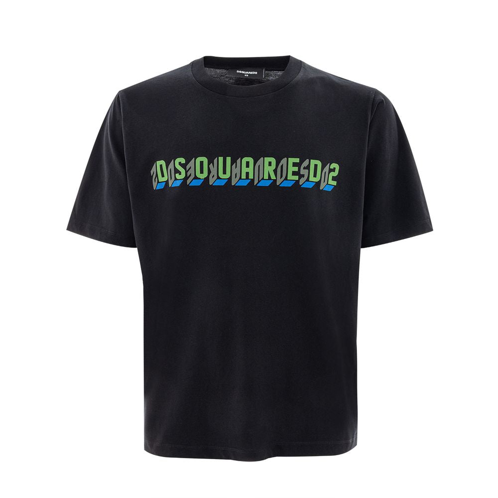 Black t-shirt with green neon lettering