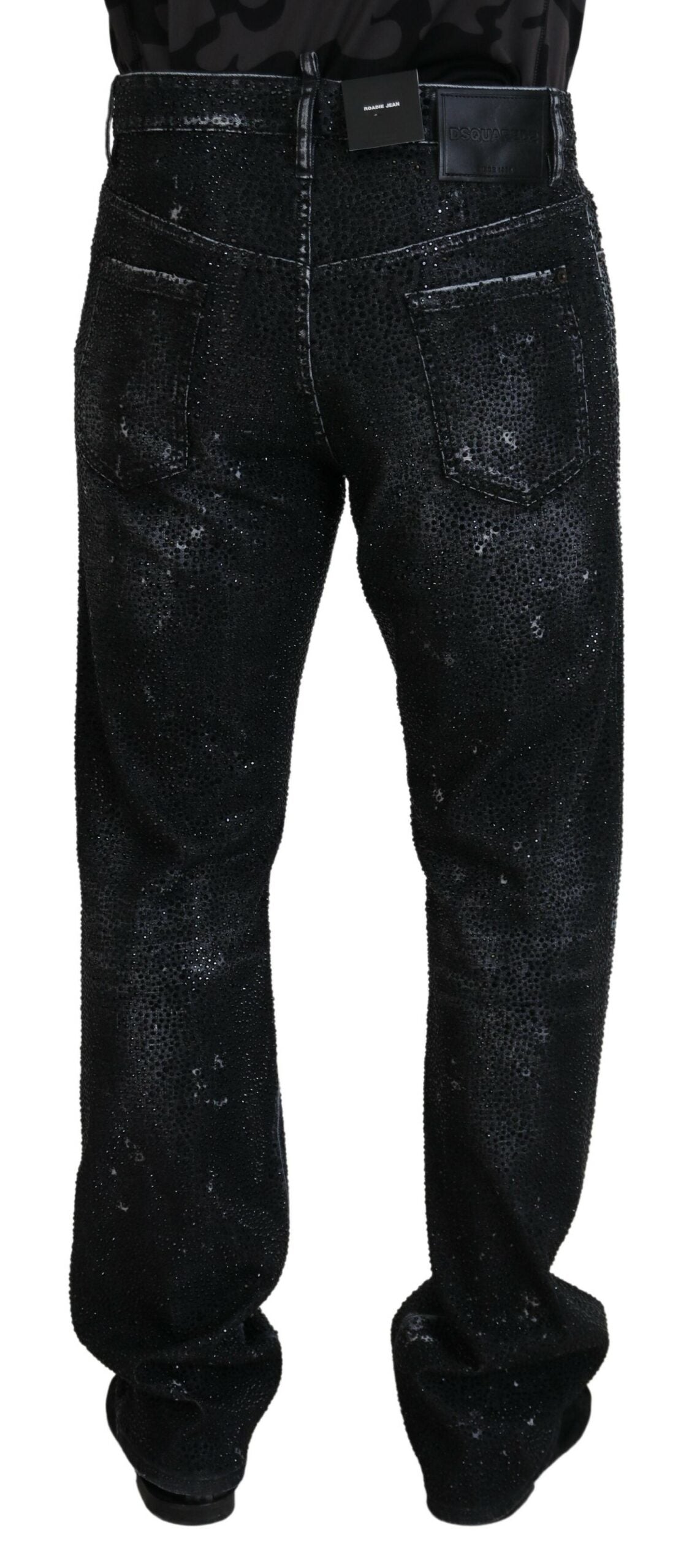 Pair of black jeans with glittery speckles