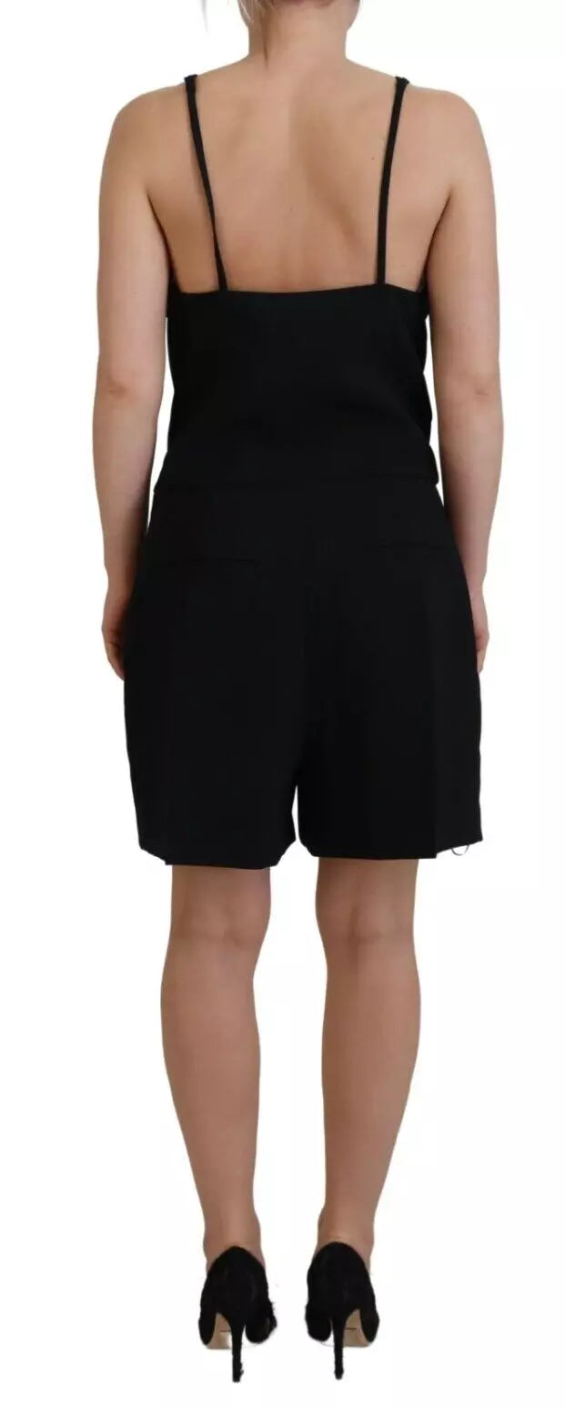 A black sleeveless jumpsuit dress with embellishments